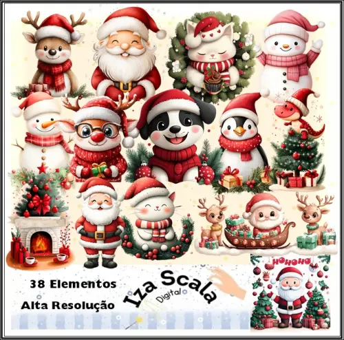 Kit Digital Natal Cliparts 3D
