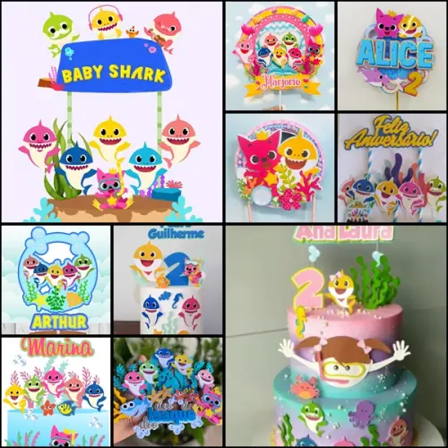 Arquivo de corte  Topo de Bolo Baby Shark