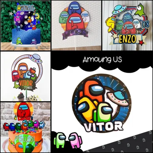 Arquivo de corte - Topo de Bolo Among Us