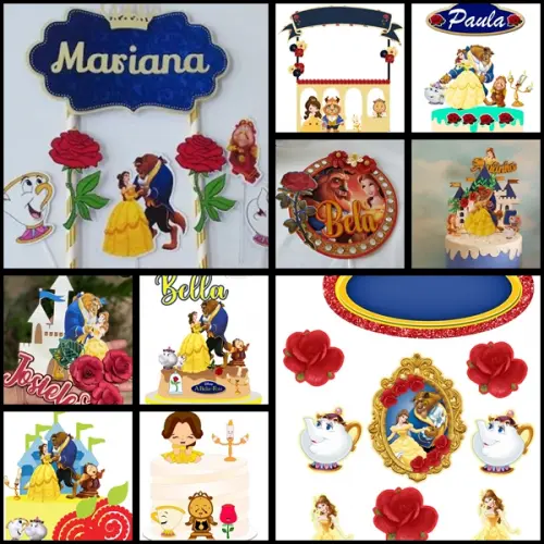 Arquivo de corte - Topo de Bolo A Bela e a Fera