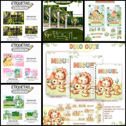 Etiqueta Escolar Dinossauro