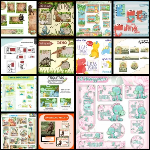 Etiqueta Escolar Dinossauro