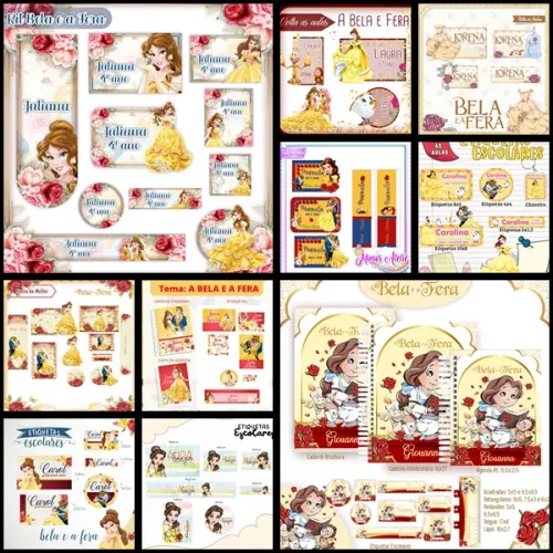 Etiqueta Escolar A Bela e a Fera
