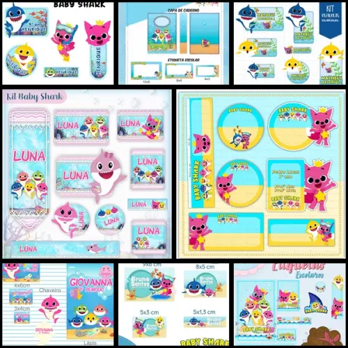 Etiqueta Escolar Baby Shark