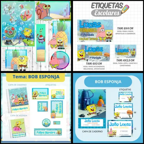 Etiqueta Escolar Bob Esponja
