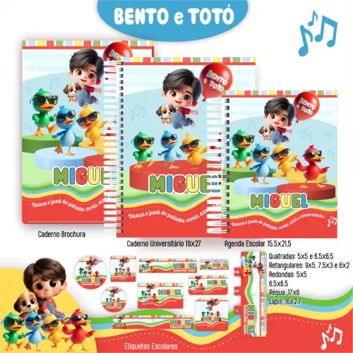 Etiqueta Escolar Bento e Totó