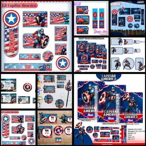 Etiqueta Escolar Capitão América