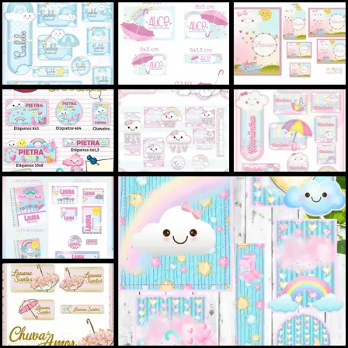 Etiqueta Escolar Chuva de Amor