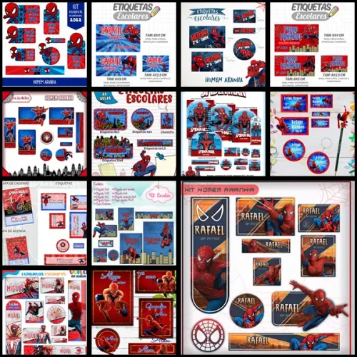 Etiqueta Escolar Homem Aranha