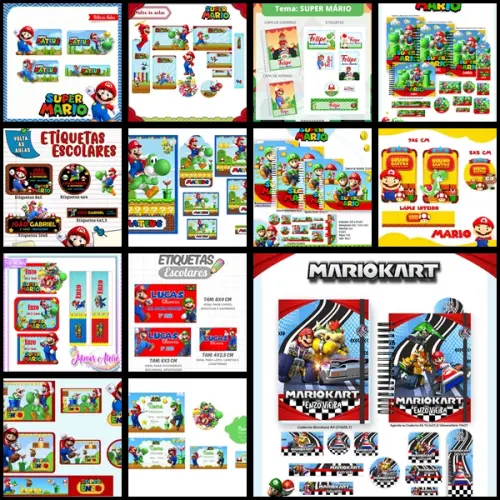 Etiqueta Escolar Mario Bross