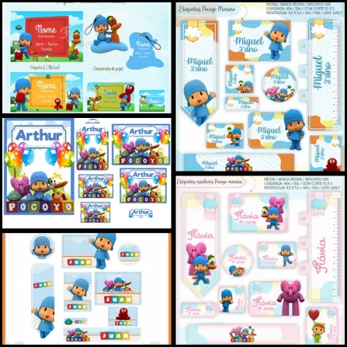 Etiqueta Escolar Pocoyo