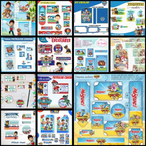 Etiqueta Escolar Patrulha Canina