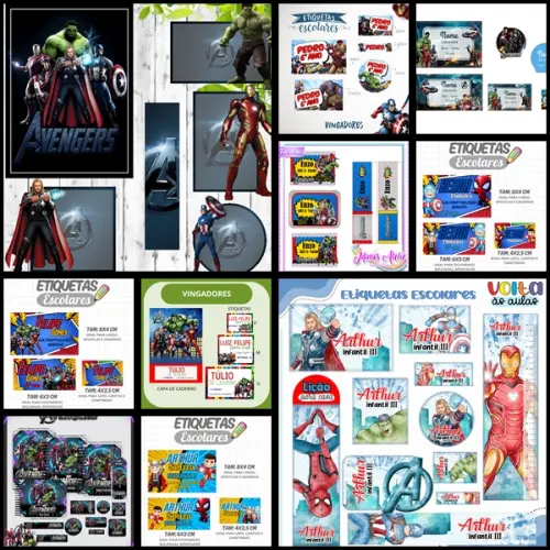 Etiqueta Escolar Vingadores