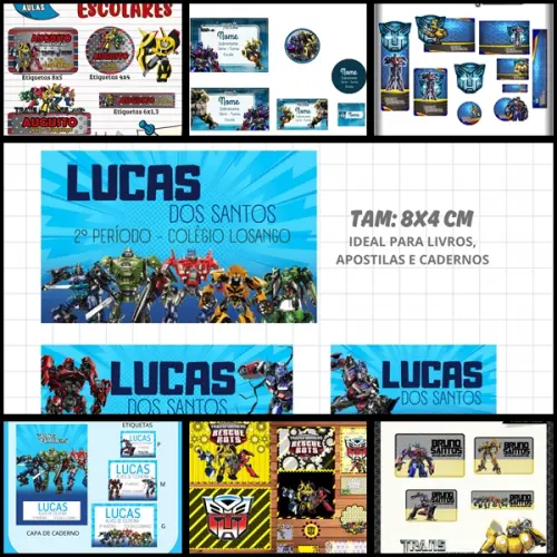 Etiqueta Escolar Transformers