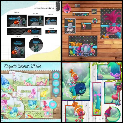 Etiqueta Escolar Trolls