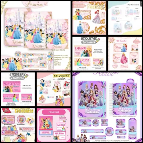 Etiqueta Escolar Princesas