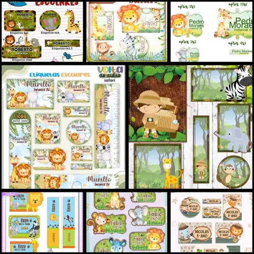 Etiqueta Escolar Safari