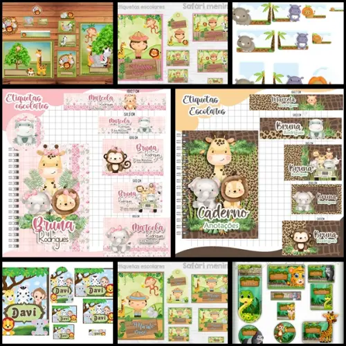 Etiqueta Escolar Safari