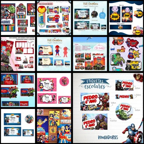 Etiqueta Escolar Super Heróis