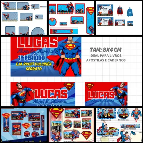 Etiqueta Escolar Super Homem