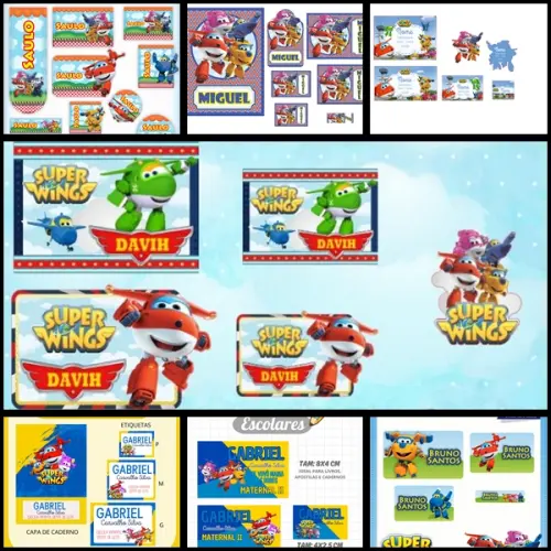 Etiqueta Escolar Super Wings