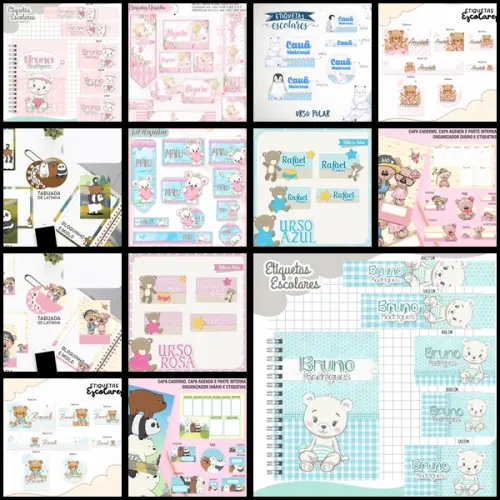Etiqueta Escolar Ursinhos