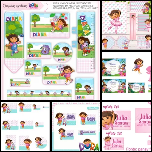 Etiqueta Escolar Dora Aventureira