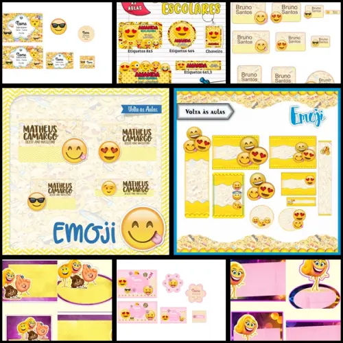 Etiqueta Escolar Emojis