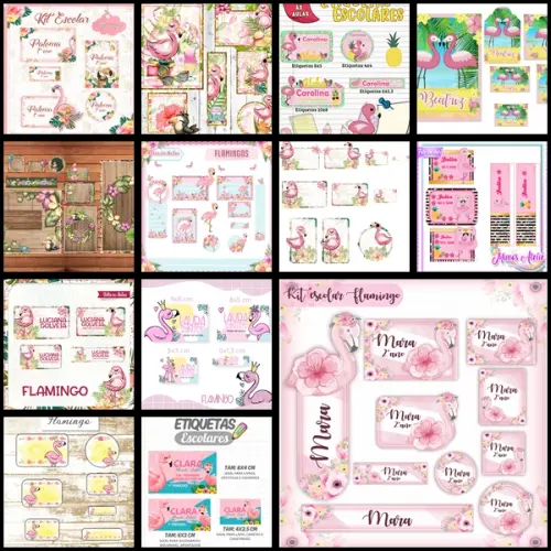 Etiqueta Escolar Flamingo