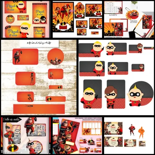 Etiqueta Escolar Os Incríveis