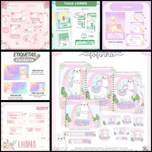Etiqueta Escolar Lhama