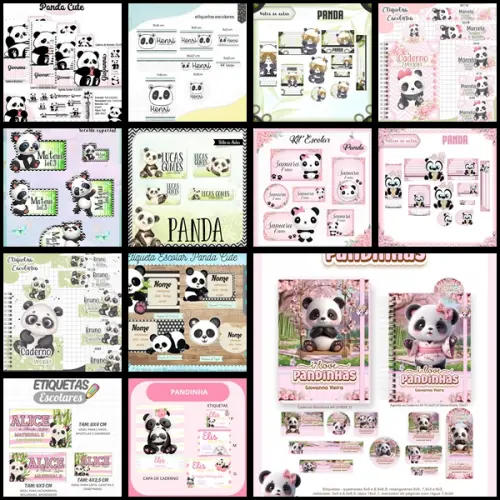 Etiqueta Escolar Panda