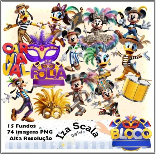 Kit Digital Carnaval Turma do Mickey - IA