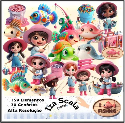 Kit Digital Pescaria Rosa - 3D