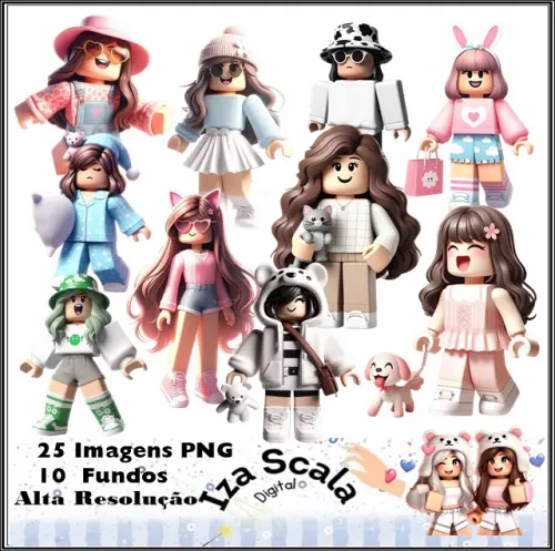 Kit Digital Roblox Rosa  - 3D