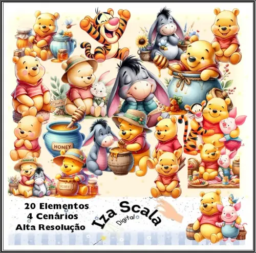Kit Digital Urso Pooh - 3D