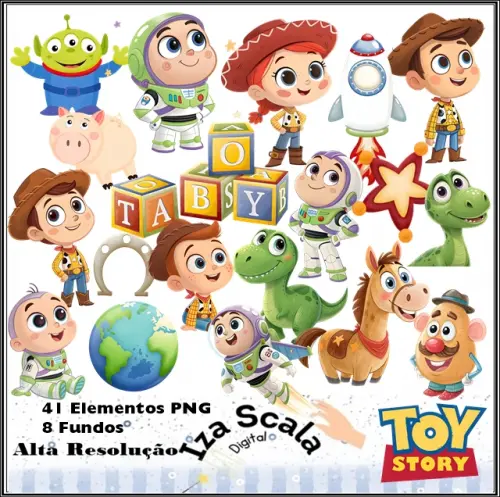 Kit Digital Toy Story Aquarela - 3D