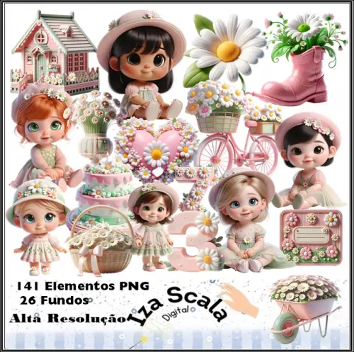 Kit Digital Margaridas - 3D