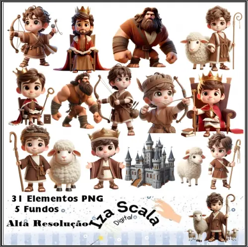 Kit Digital Rei Davi e Golias - 3D