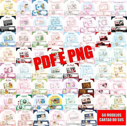 Arquivo de Corte Cartão Sus - 60 Temas pdf e Png