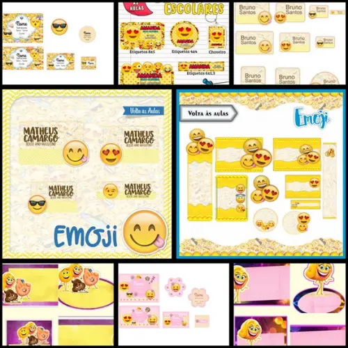Etiqueta Escolar Emoji - Arquivo Digital