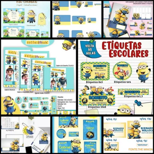 Etiqueta Escolar Minion - Arquivo Digital