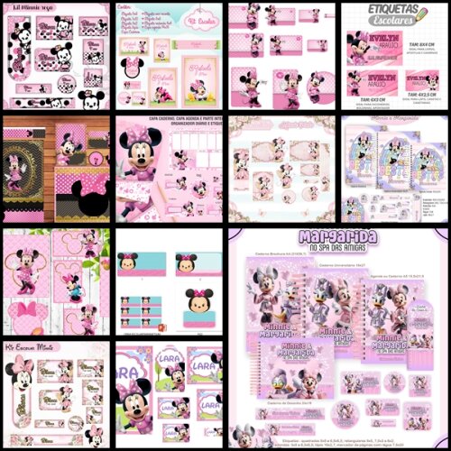 Etiqueta Escolar Minnie Rosa