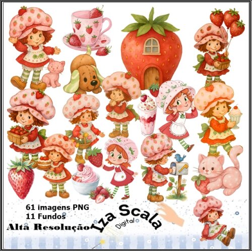 Kit Digital Moranguinho Vintage Aquarela - 3D