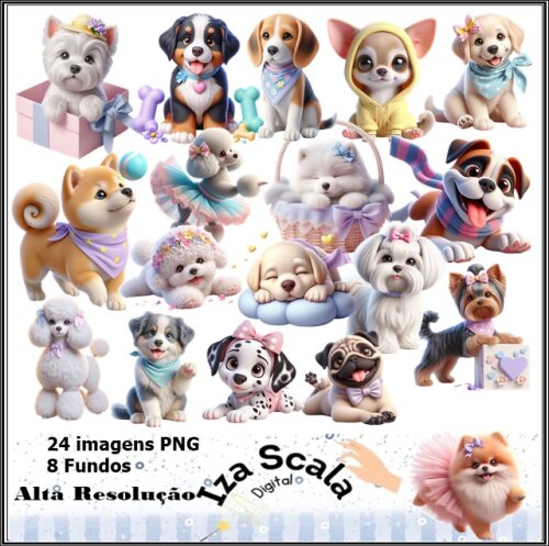 Kit Digital Cachorrinhos - 3D