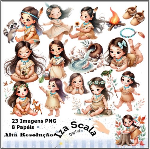 Kit Digital Pocahontas Baby 3D