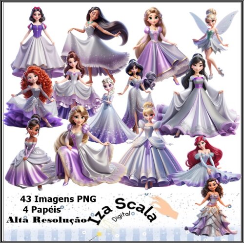 Kit Digital Princesas 3D