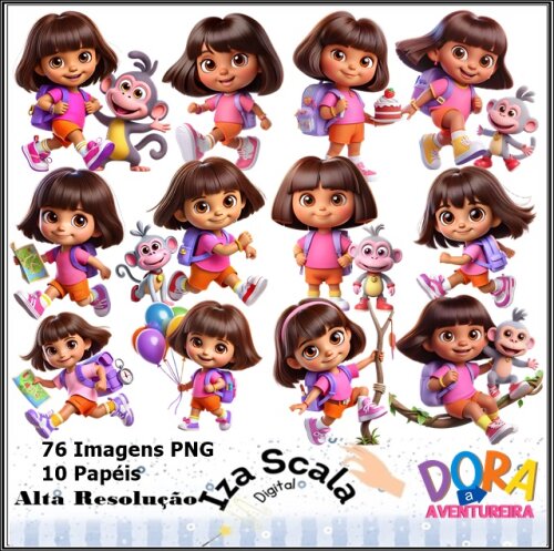Kit Digital Dora Aventureira 3D