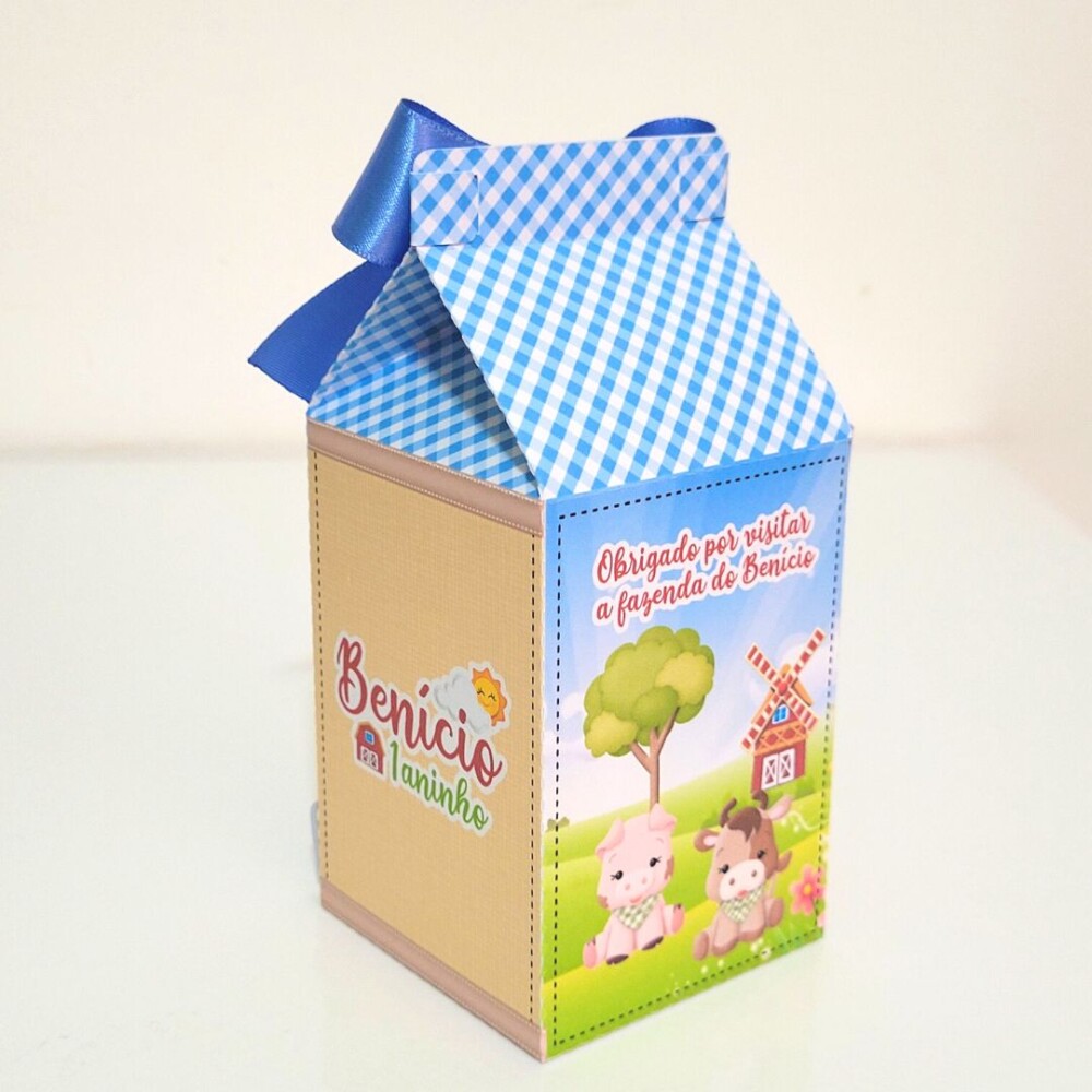 Kit 15 caixinhas personalizadas - Fazendinha Azul