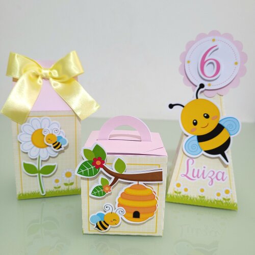 Kit 15 Caixinhas Personalizadas -  Abelhinha com Margarida
